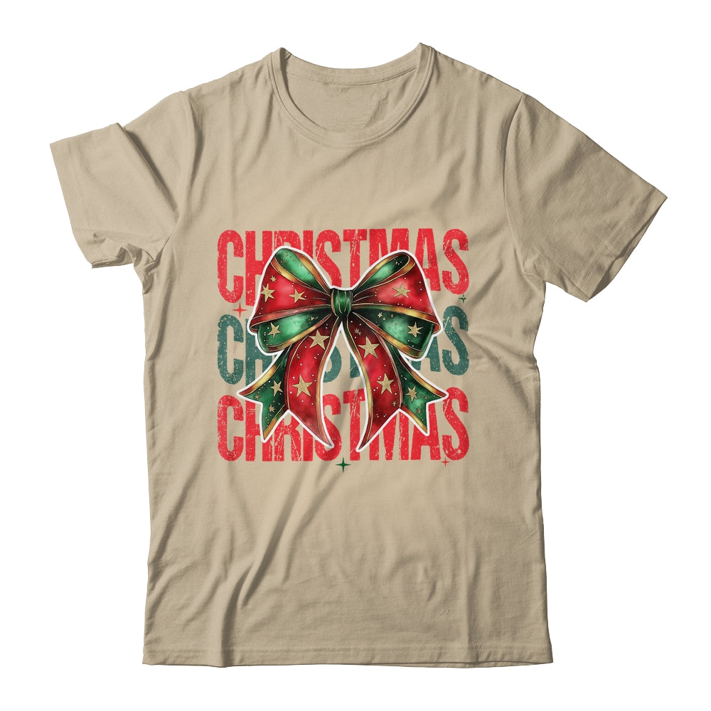 Christmas Coquette Bow Retro Christmas Season Girls Women Shirt & Sweatshirt | teecentury