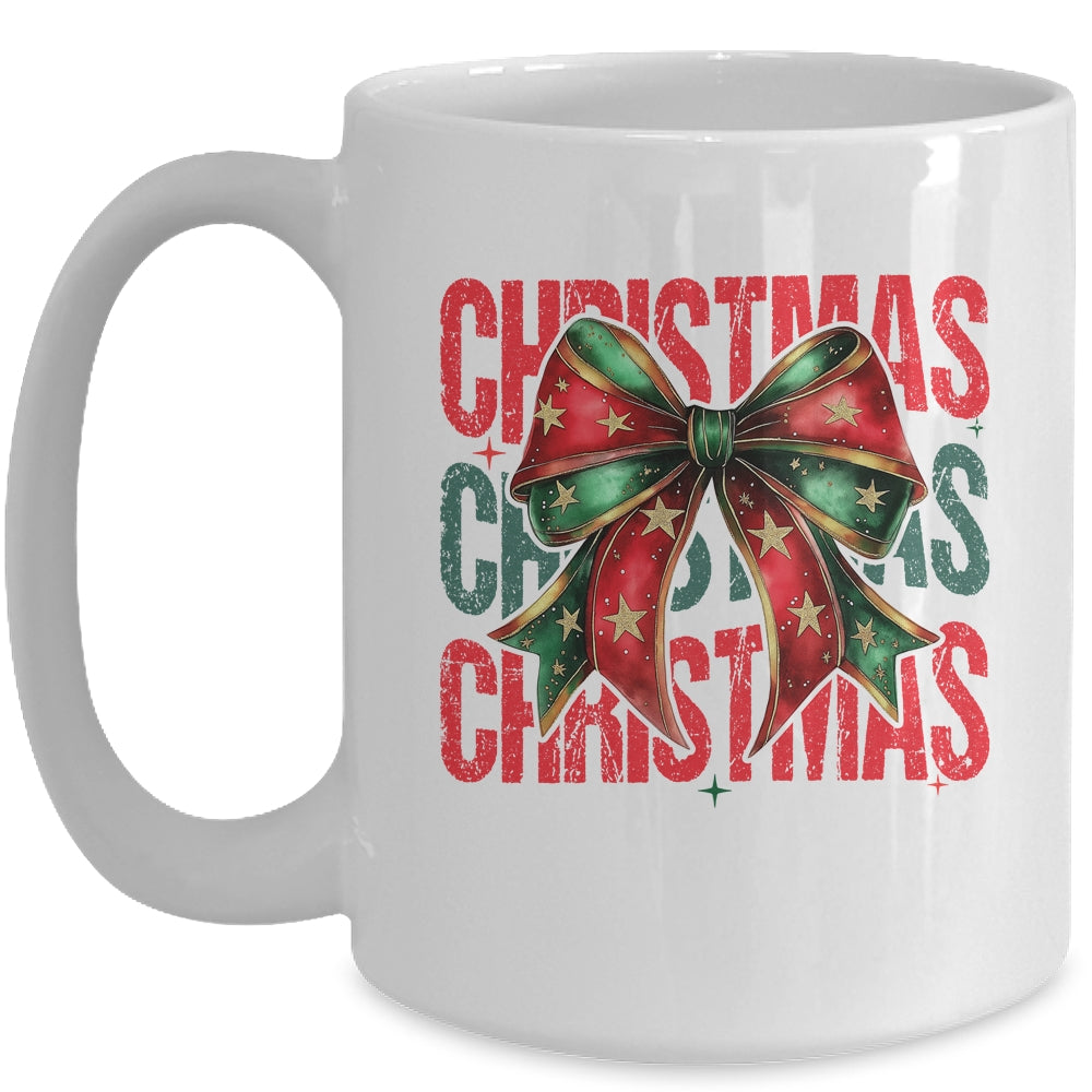 Christmas Coquette Bow Retro Christmas Season Girls Women Mug | teecentury