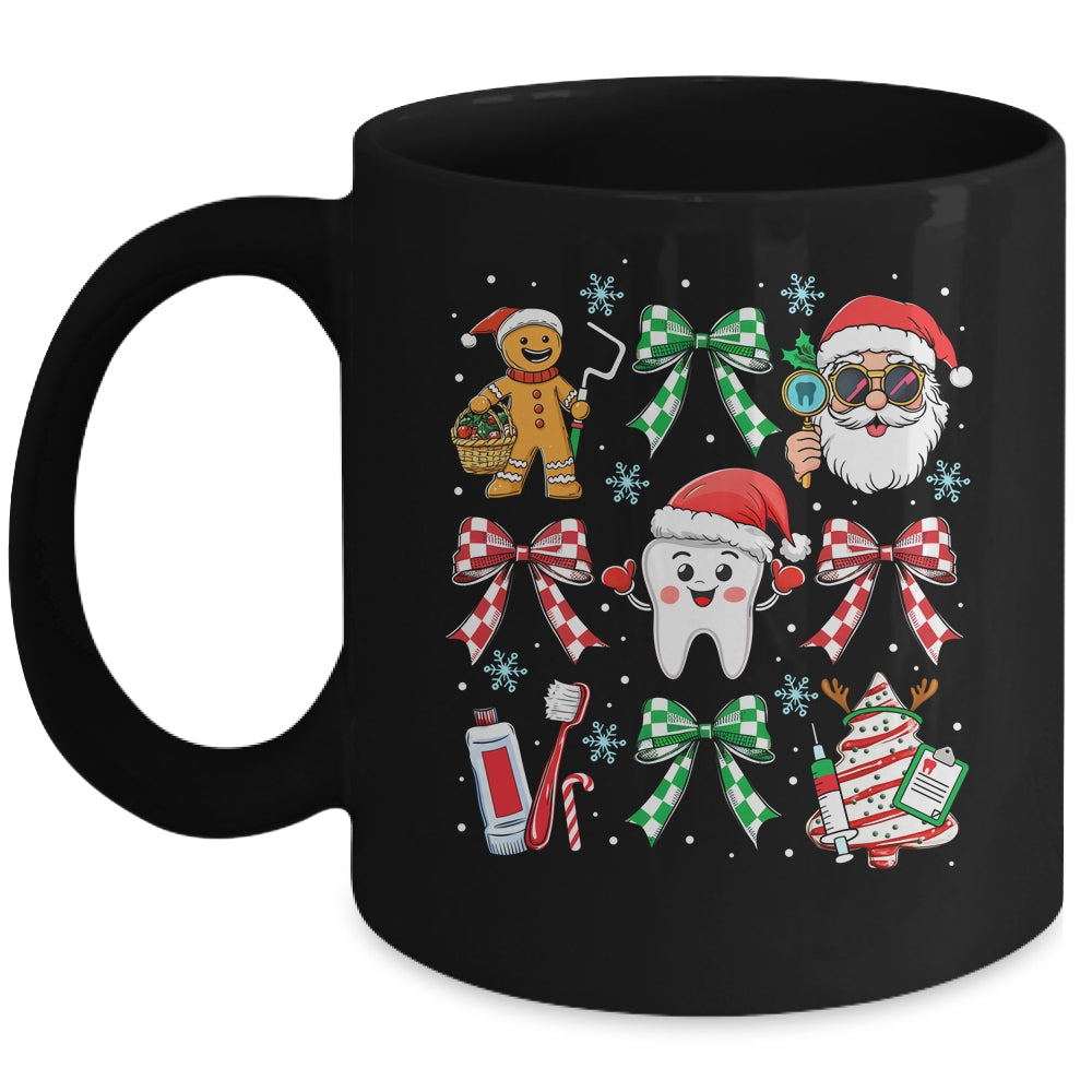 Christmas Dental Squad Crew Dentist Assistant Bow Coquette Mug | teecentury