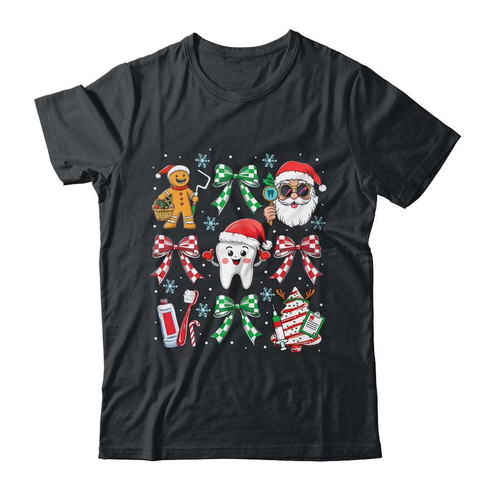 Christmas Dental Squad Crew Dentist Assistant Bow Coquette Shirt & Sweatshirt | teecentury