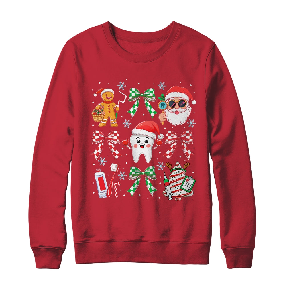 Christmas Dental Squad Crew Dentist Assistant Bow Coquette Shirt & Sweatshirt | teecentury