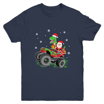 Christmas Family Matching Santa Truck Dinosaur Boys Kids Youth Shirt | teecentury