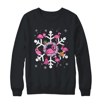 Christmas Flamingo Santa Hat Xmas Lights Flamingo Snowflakes Shirt & Sweatshirt | teecentury