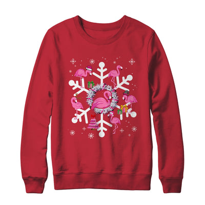 Christmas Flamingo Santa Hat Xmas Lights Flamingo Snowflakes Shirt & Sweatshirt | teecentury