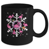 Christmas Flamingo Santa Hat Xmas Lights Flamingo Snowflakes Mug | teecentury