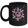 Christmas Flamingo Santa Hat Xmas Lights Flamingo Snowflakes Mug | teecentury