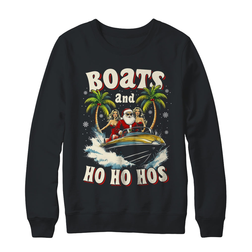 Christmas Funny Santa Boats And Ho Ho Hos Boat Captain Men Shirt & Sweatshirt | teecentury
