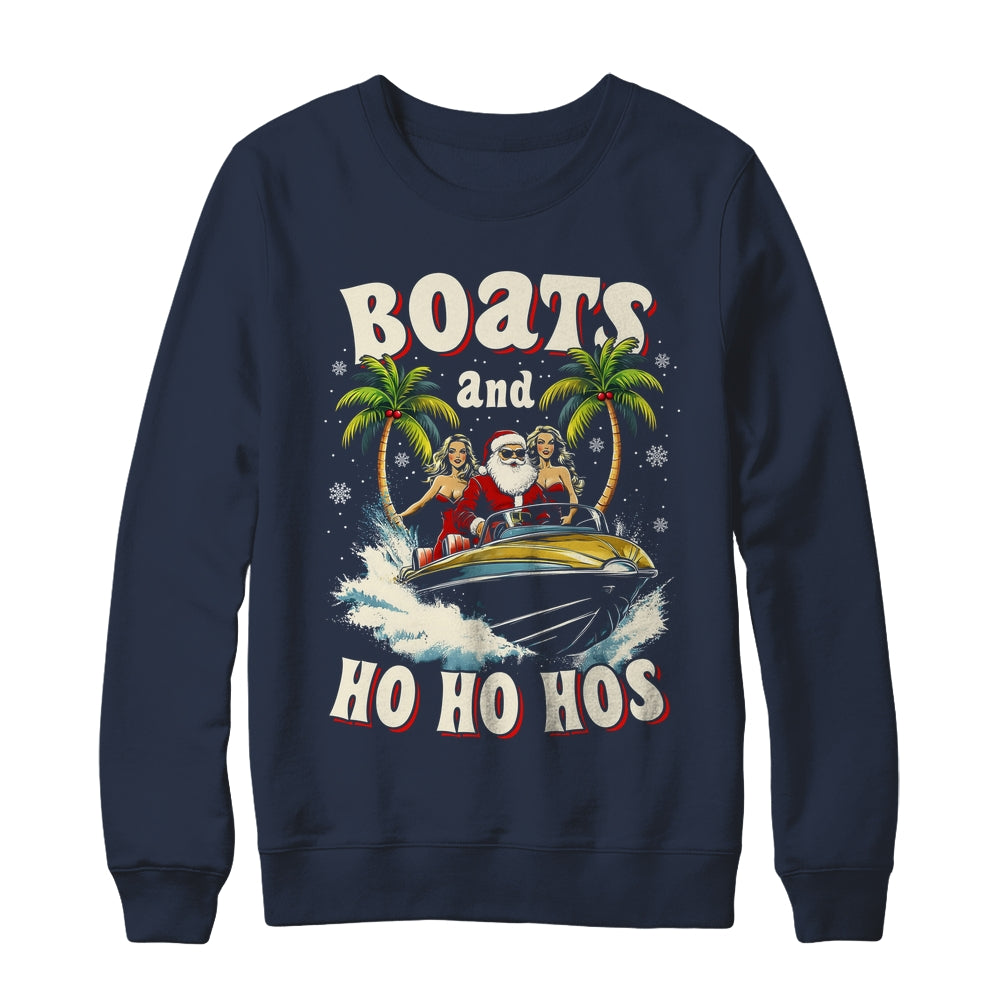 Christmas Funny Santa Boats And Ho Ho Hos Boat Captain Men Shirt & Sweatshirt | teecentury