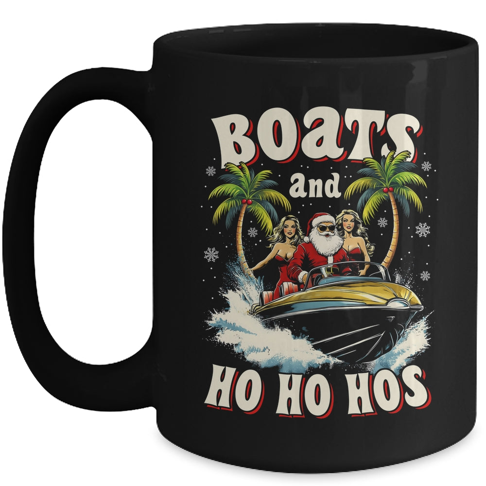 Christmas Funny Santa Boats And Ho Ho Hos Boat Captain Men Mug | teecentury