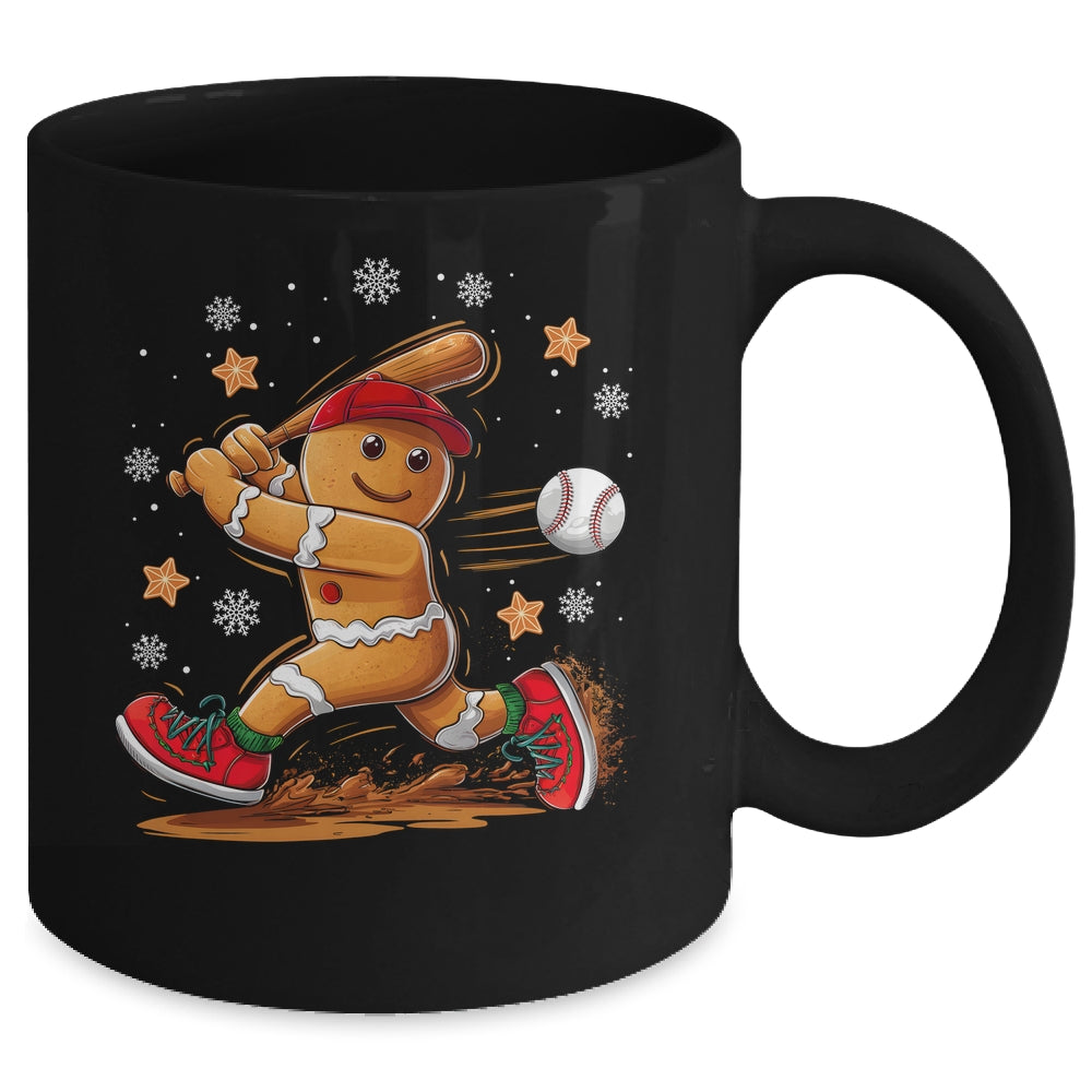 Christmas Gingerbread Man Sports Player Funny Baseball Xmas Mug | teecentury