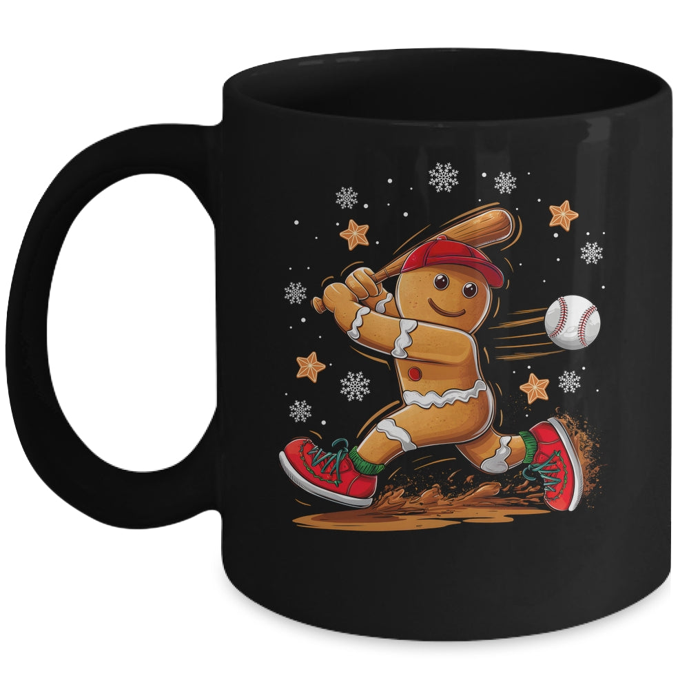 Christmas Gingerbread Man Sports Player Funny Baseball Xmas Mug | teecentury