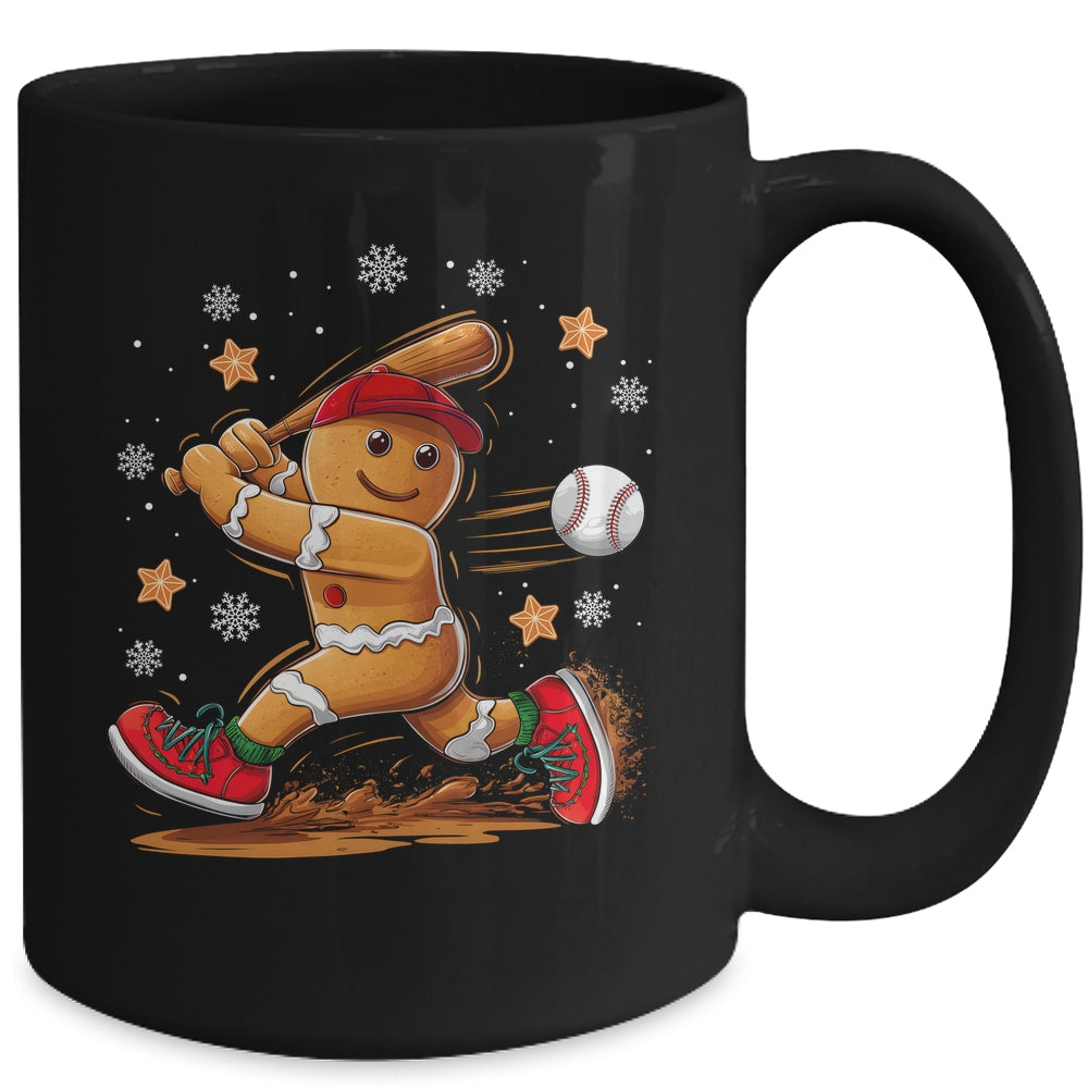 Christmas Gingerbread Man Sports Player Funny Baseball Xmas Mug | teecentury