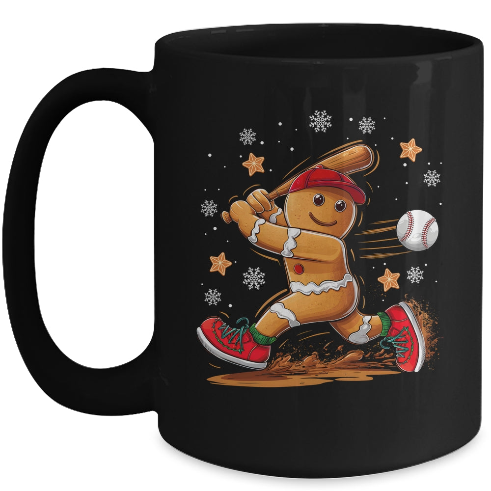 Christmas Gingerbread Man Sports Player Funny Baseball Xmas Mug | teecentury