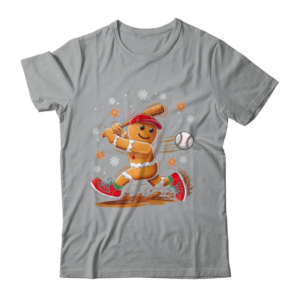 Christmas Gingerbread Man Sports Player Funny Baseball Xmas Shirt & Sweatshirt | teecentury