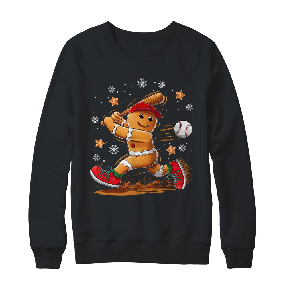 Christmas Gingerbread Man Sports Player Funny Baseball Xmas Shirt & Sweatshirt | teecentury