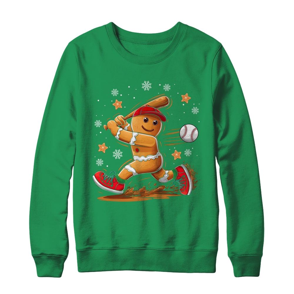 Christmas Gingerbread Man Sports Player Funny Baseball Xmas Shirt & Sweatshirt | teecentury