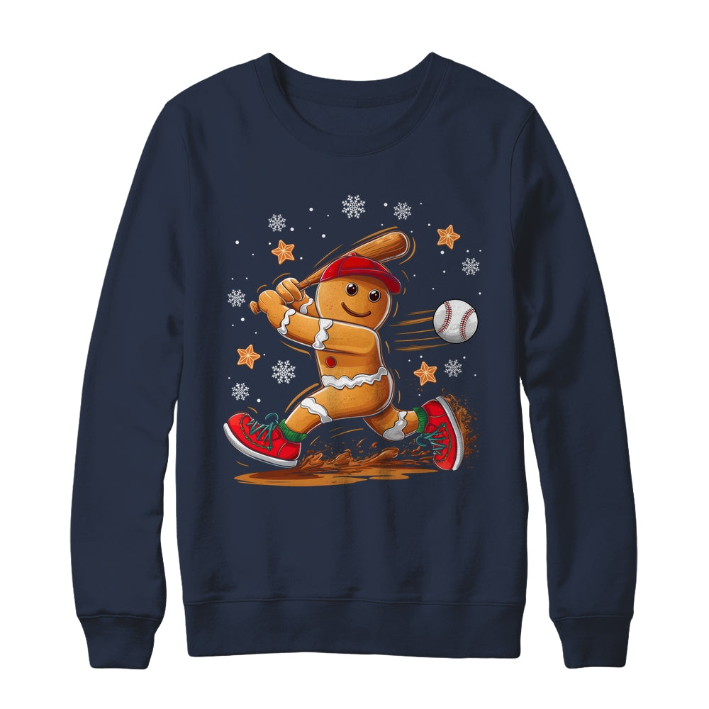 Christmas Gingerbread Man Sports Player Funny Baseball Xmas Shirt & Sweatshirt | teecentury