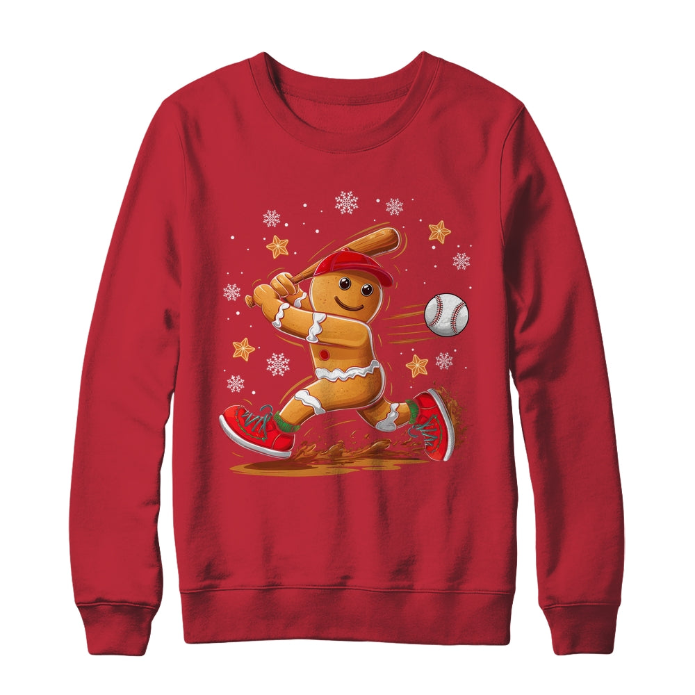 Christmas Gingerbread Man Sports Player Funny Baseball Xmas Shirt & Sweatshirt | teecentury