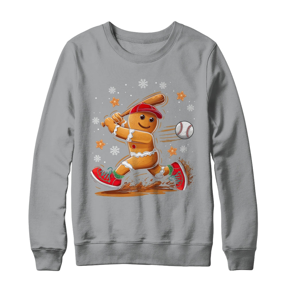 Christmas Gingerbread Man Sports Player Funny Baseball Xmas Shirt & Sweatshirt | teecentury