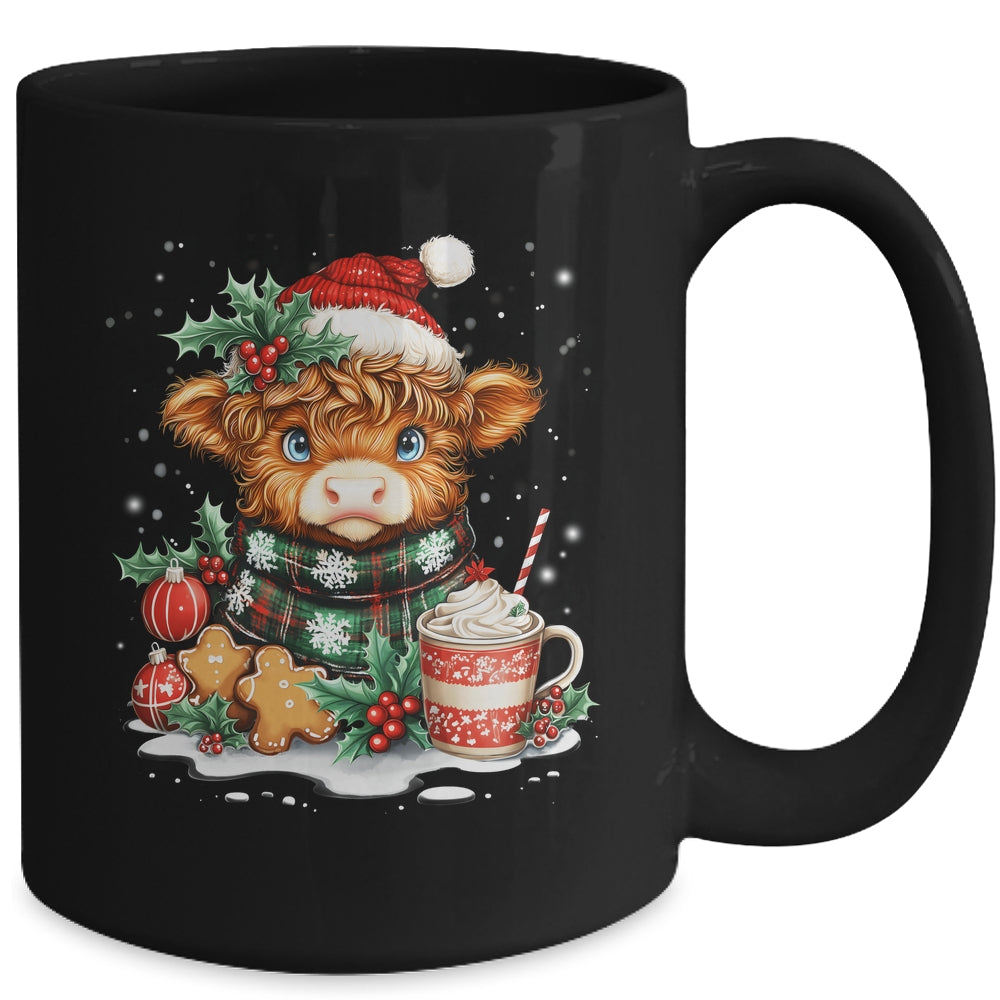 Christmas Highland Cow Cute Cow Lover Santa Hat Xmas Women Mug | teecentury