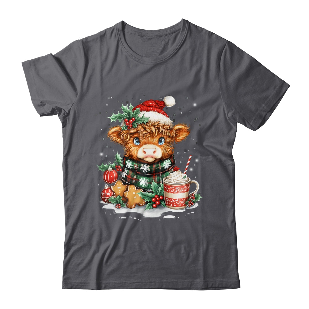 Christmas Highland Cow Cute Cow Lover Santa Hat Xmas Women Shirt & Sweatshirt | teecentury