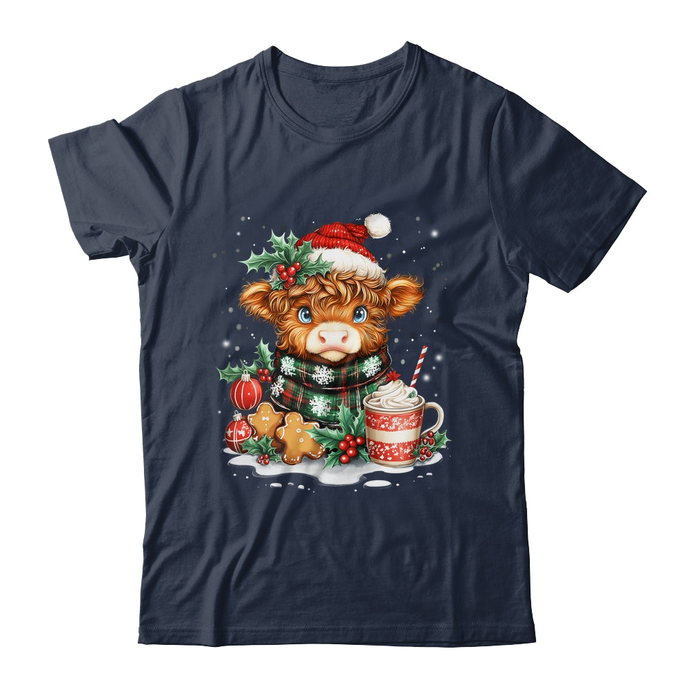 Christmas Highland Cow Cute Cow Lover Santa Hat Xmas Women Shirt & Sweatshirt | teecentury