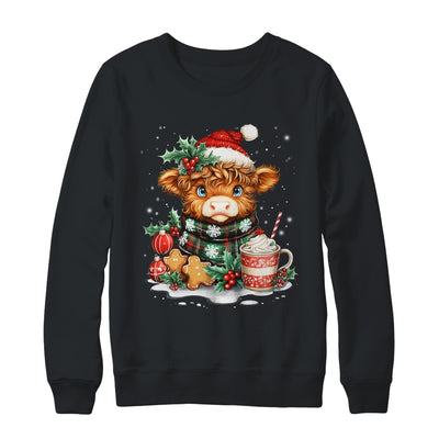 Christmas Highland Cow Cute Cow Lover Santa Hat Xmas Women Shirt & Sweatshirt | teecentury