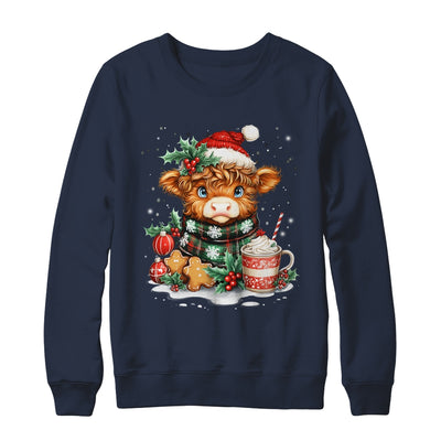 Christmas Highland Cow Cute Cow Lover Santa Hat Xmas Women Shirt & Sweatshirt | teecentury