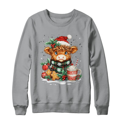 Christmas Highland Cow Cute Cow Lover Santa Hat Xmas Women Shirt & Sweatshirt | teecentury