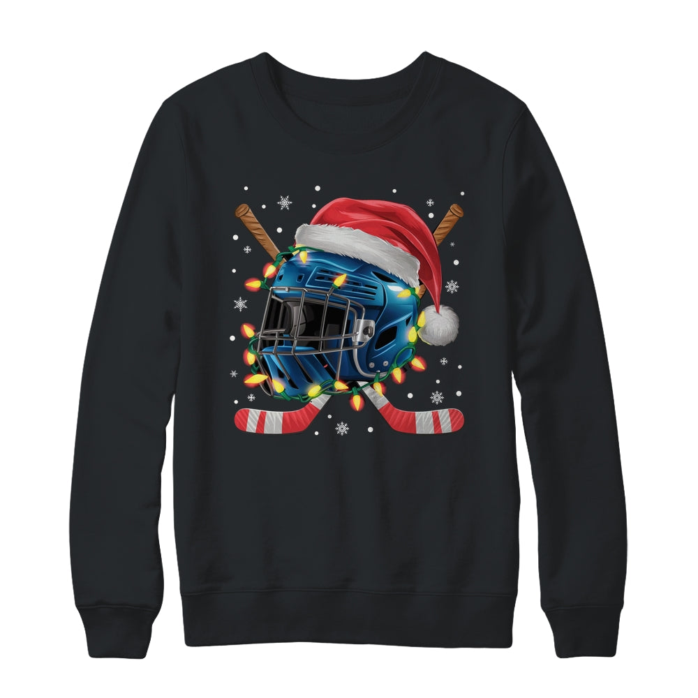 Christmas Ice Hockey Helmet Santa Xmas Men Boys Kids Teen Shirt & Sweatshirt | teecentury