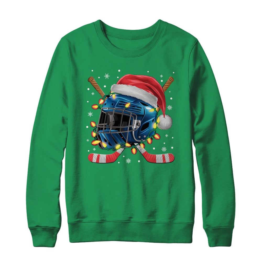 Christmas Ice Hockey Helmet Santa Xmas Men Boys Kids Teen Shirt & Sweatshirt | teecentury