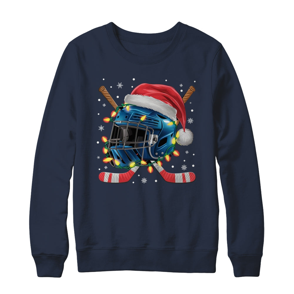 Christmas Ice Hockey Helmet Santa Xmas Men Boys Kids Teen Shirt & Sweatshirt | teecentury
