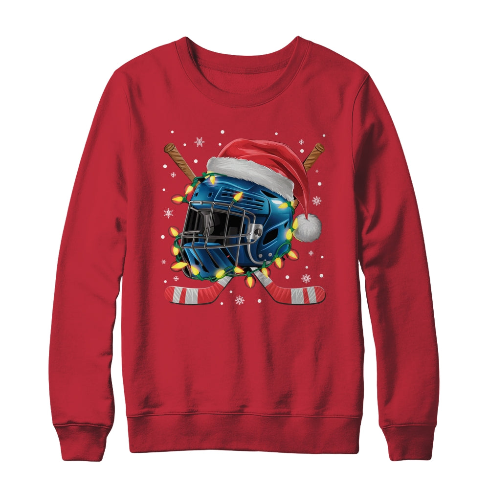 Christmas Ice Hockey Helmet Santa Xmas Men Boys Kids Teen Shirt & Sweatshirt | teecentury