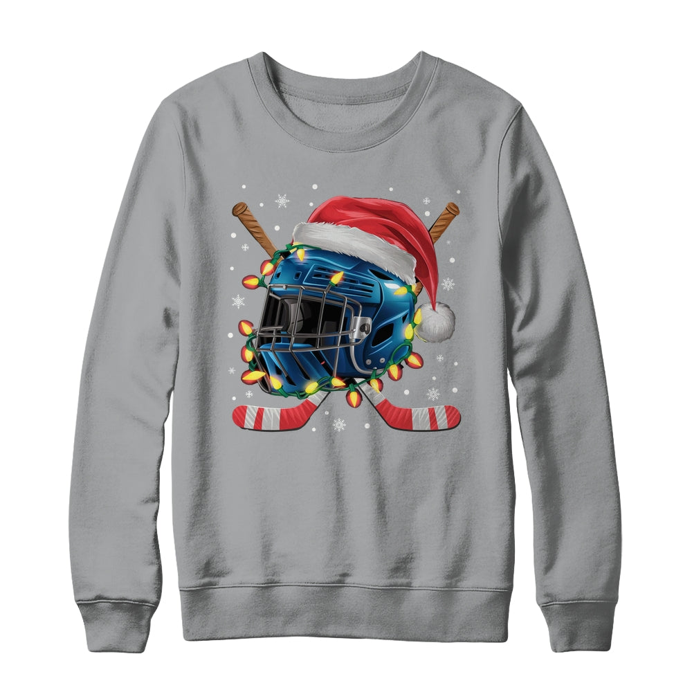 Christmas Ice Hockey Helmet Santa Xmas Men Boys Kids Teen Shirt & Sweatshirt | teecentury