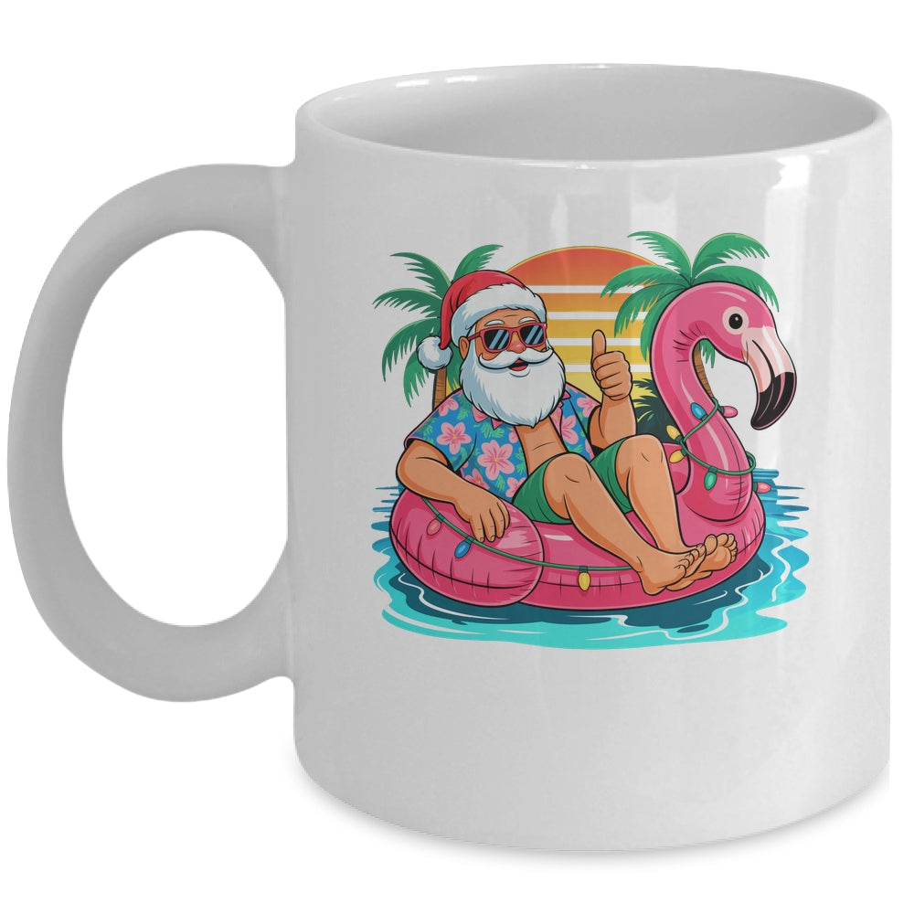 Christmas In July Boys Girls Kids Santa Flamingo Summer Xmas Mug | teecentury