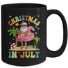 Christmas In July Funny Santa Summer Beach Vacation Mug | teecentury