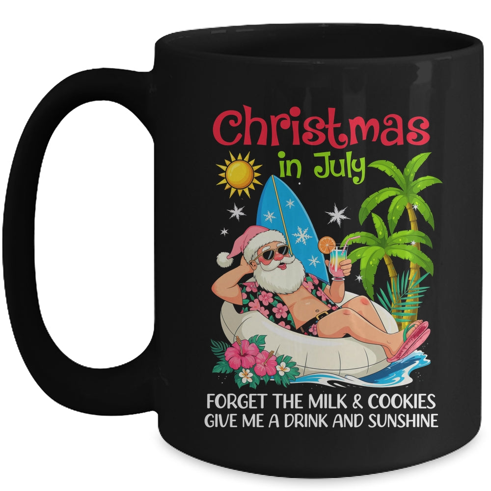 Christmas In July Palm Tree Beach Hawaii Summer Santa Mens Mug | teecentury
