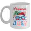 Christmas In July Summer Vacation Hawaii Santa USA Flag Men Mug | teecentury
