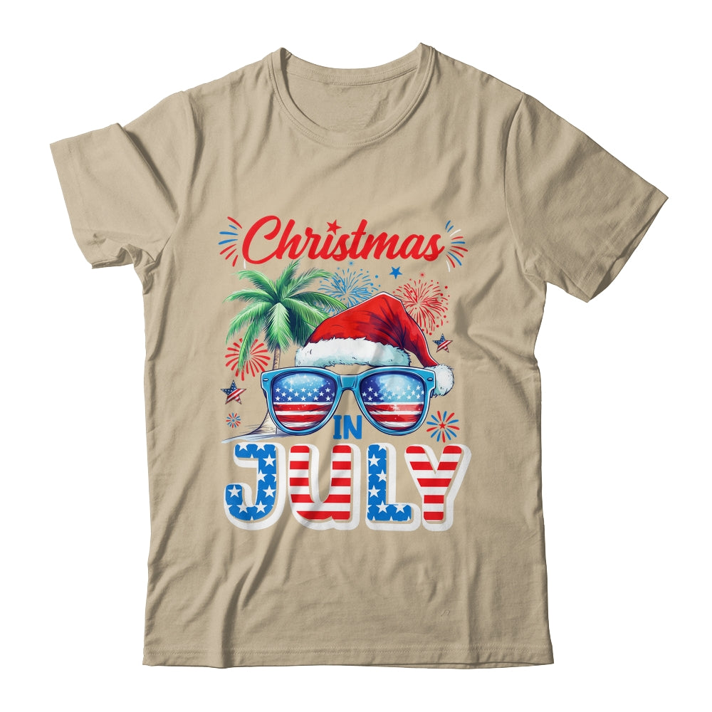 Christmas In July Summer Vacation Hawaii Santa USA Flag Men Shirt & Tank Top | teecentury