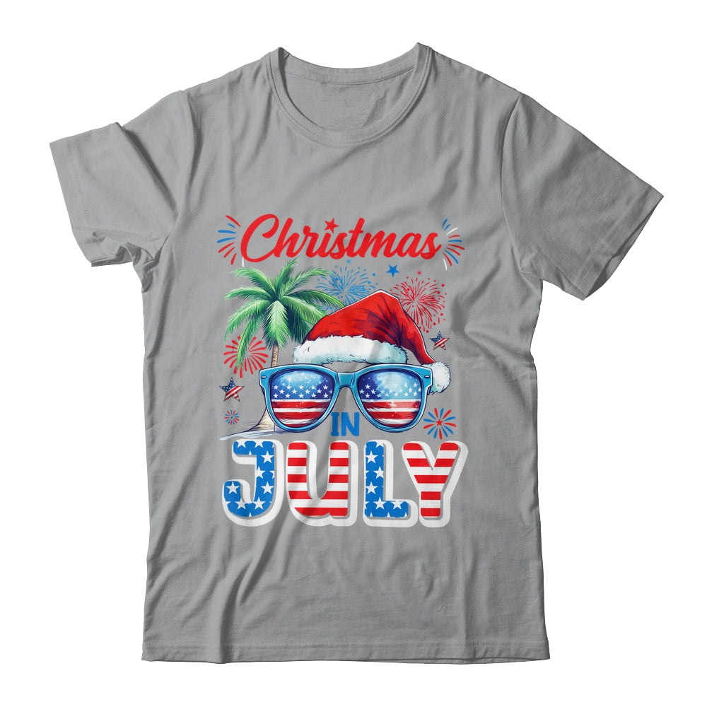 Christmas In July Summer Vacation Hawaii Santa USA Flag Men Shirt & Tank Top | teecentury