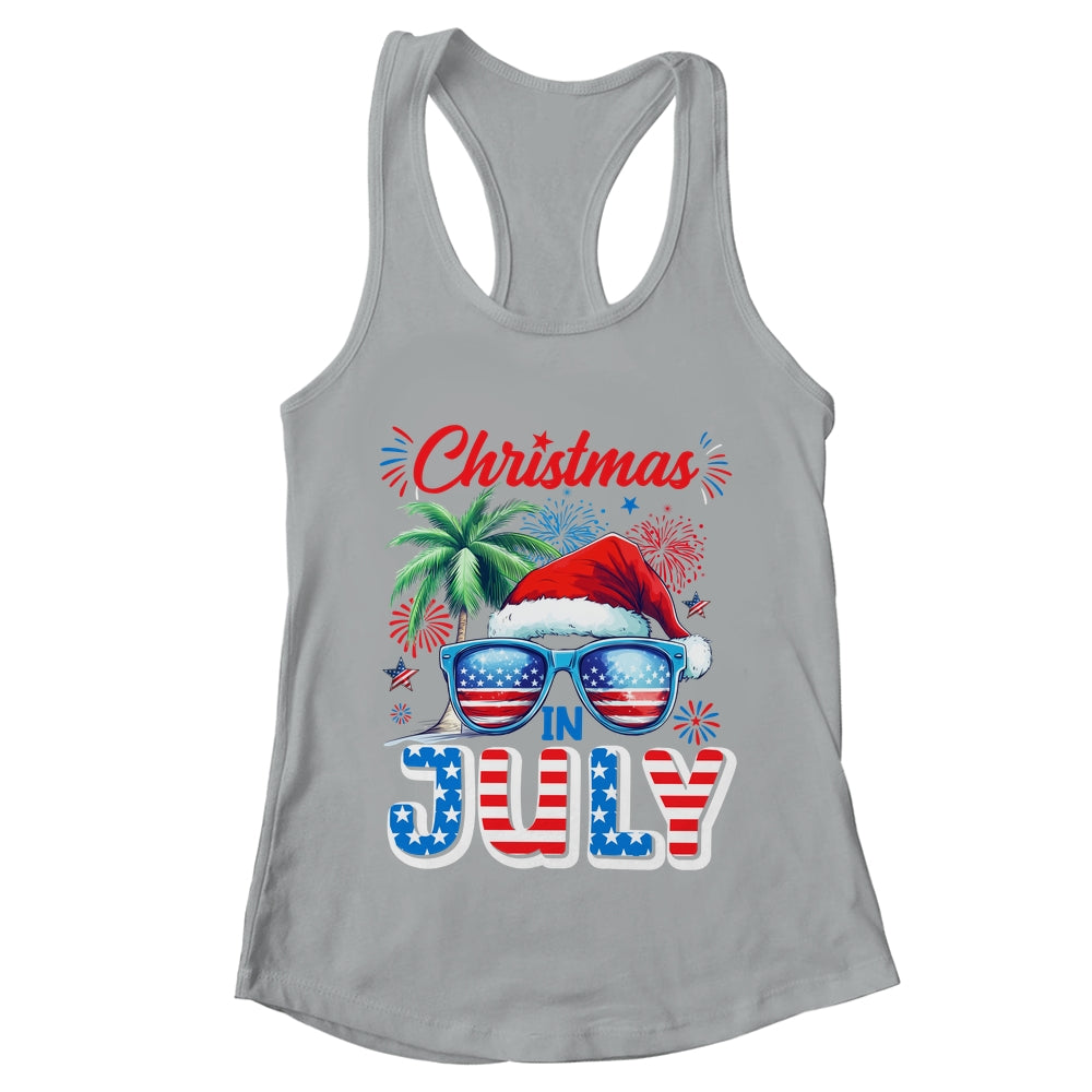 Christmas In July Summer Vacation Hawaii Santa USA Flag Men Shirt & Tank Top | teecentury