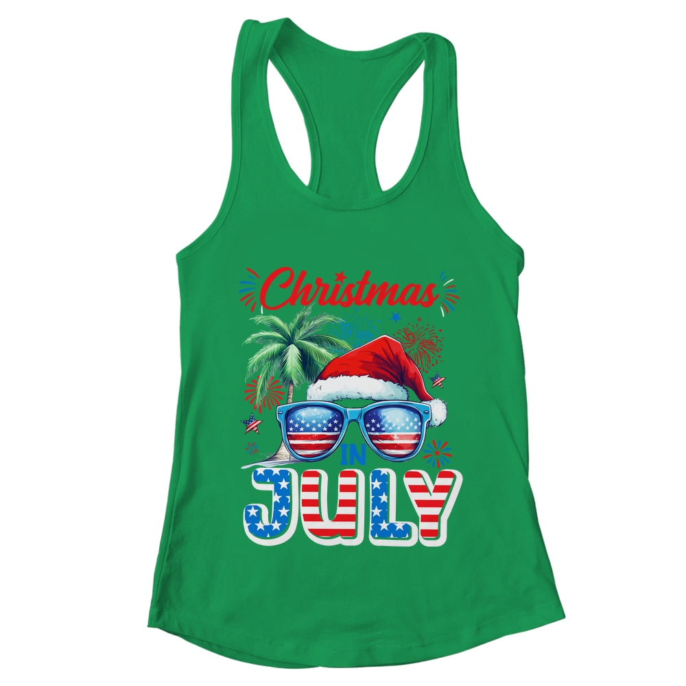 Christmas In July Summer Vacation Hawaii Santa USA Flag Men Shirt & Tank Top | teecentury