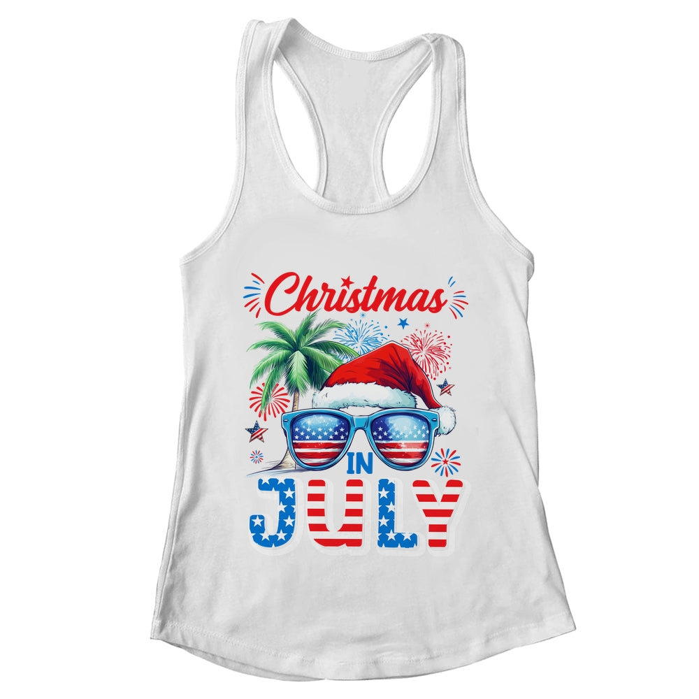 Christmas In July Summer Vacation Hawaii Santa USA Flag Men Shirt & Tank Top | teecentury
