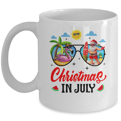 Christmas In July Summer Vacation Sunglasses Santa Flamingo Mug | teecentury
