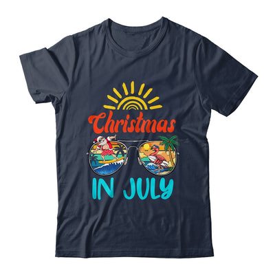 Christmas In July Sunglasses Santa Flamingo Summer Vacation Shirt & Tank Top | teecentury