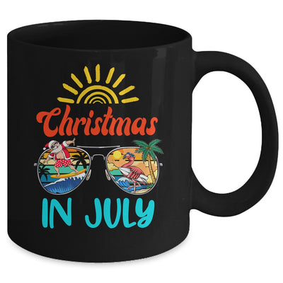 Christmas In July Sunglasses Santa Flamingo Summer Vacation Mug | teecentury