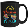 Christmas In July Sunglasses Santa Flamingo Summer Vacation Mug | teecentury