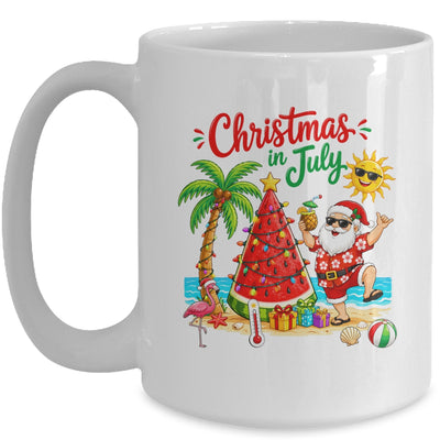 Christmas In July Watermelon Xmas Tree Santa Beach Summer Mug | teecentury