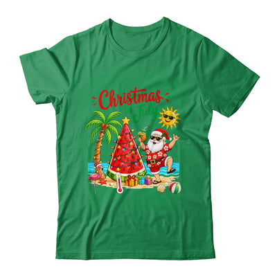 Christmas In July Watermelon Xmas Tree Santa Beach Summer Shirt & Hoodie | teecentury