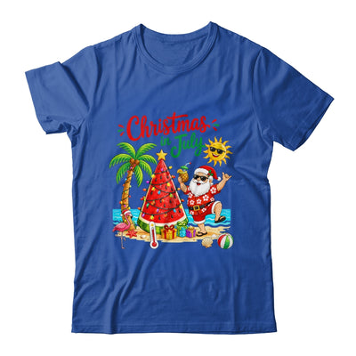 Christmas In July Watermelon Xmas Tree Santa Beach Summer Shirt & Hoodie | teecentury
